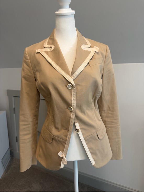 Prada Jackets & Blazers - PRADA Vintage 2007 Beige Cotton Deconstructed Ribbon Trim Jacket US 2